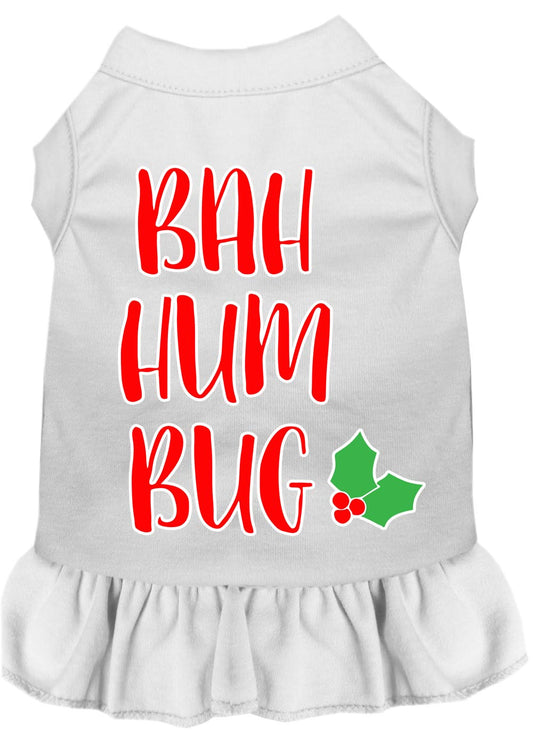 Bah Humbug Screen Print Dog Dress White Xl