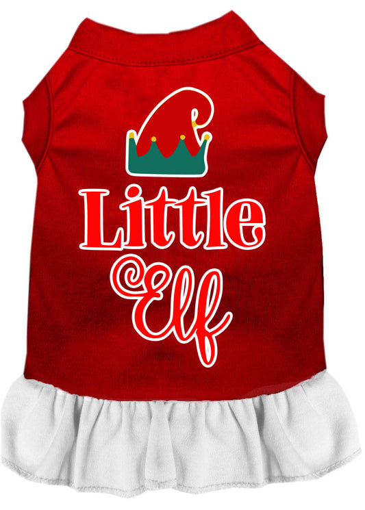 Little Elf Screen Print Dog Dress Red With White Xxxl