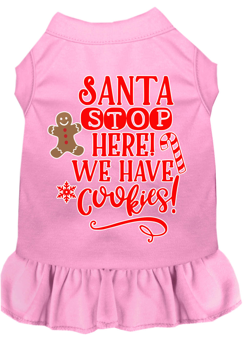 Santa, We Have Cookies Screen Print Dog Dress Light Pink Xs