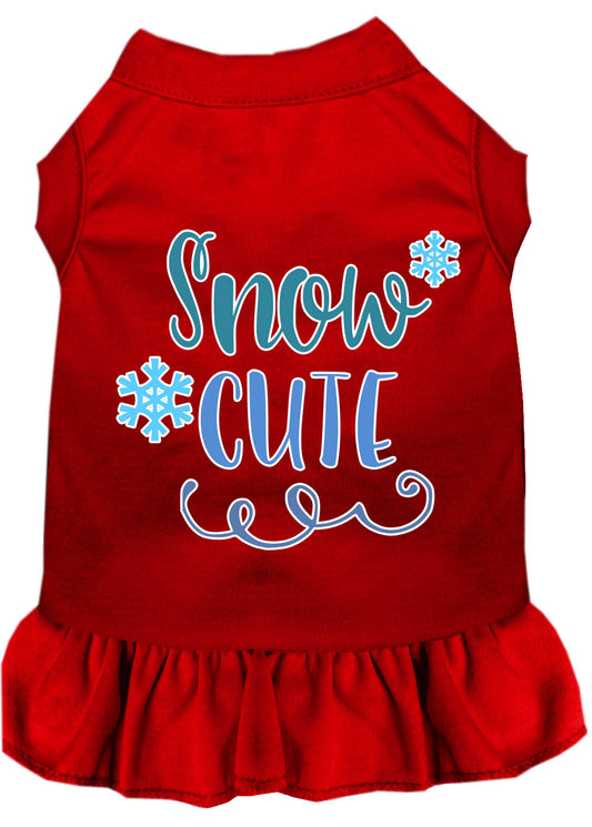 Snow Cute Screen Print Dog Dress Red Lg