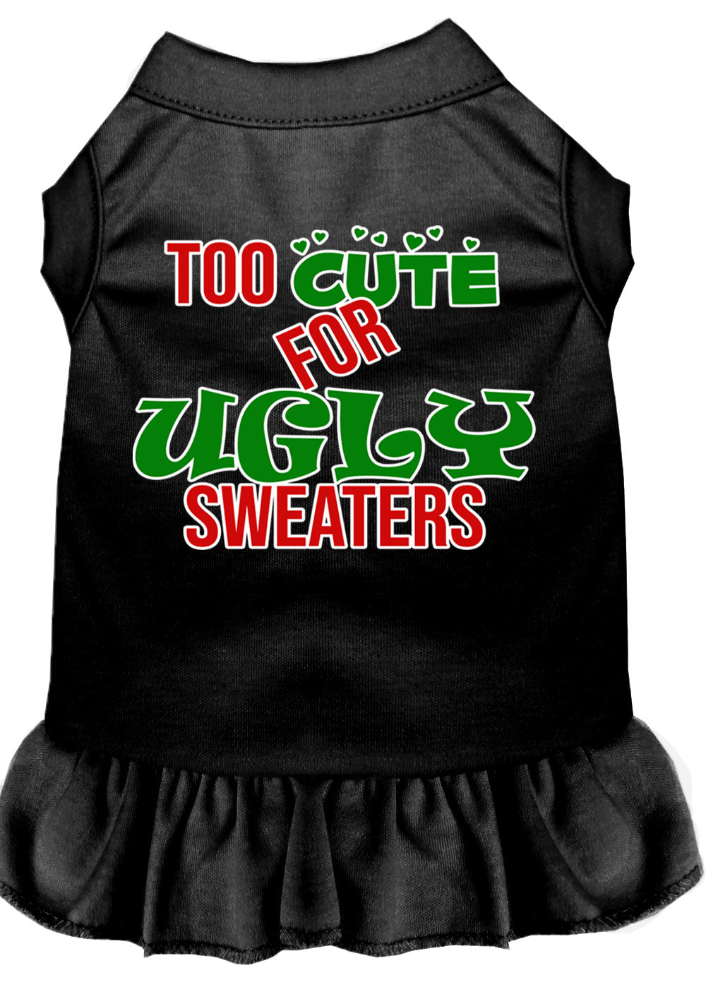 Too Cute For Ugly Sweaters Screen Print Dog Dress Black Sm