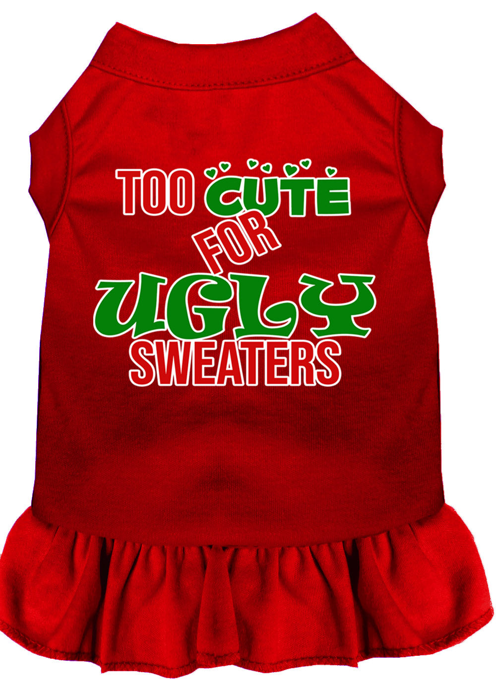 Too Cute For Ugly Sweaters Screen Print Dog Dress Red Lg