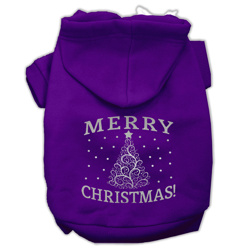 Shimmer Christmas Tree Pet Hoodies Purple Size Xs