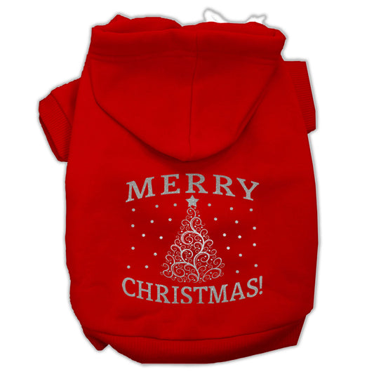 Shimmer Christmas Tree Pet Hoodies Red Size Xs