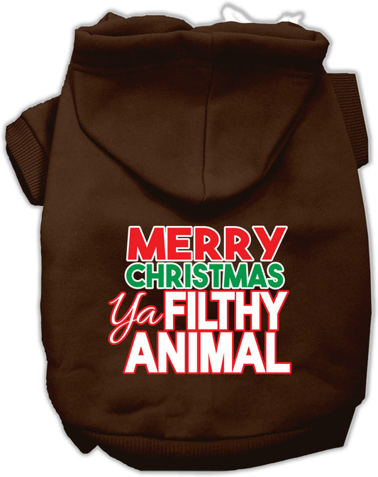 Ya Filthy Animal Screen Print Pet Hoodie Brown Xl