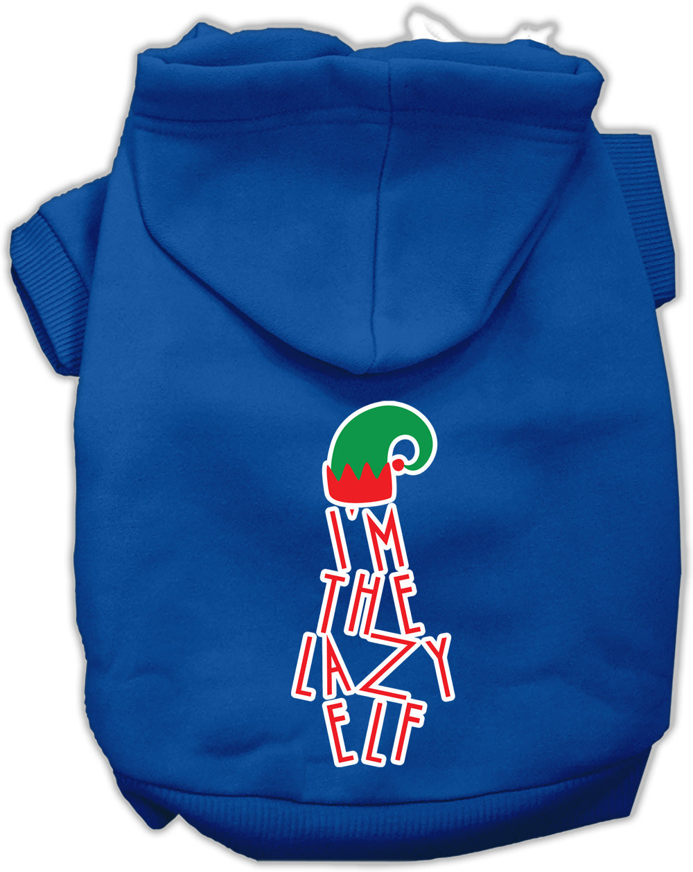 Lazy Elf Screen Print Pet Hoodie Blue Lg