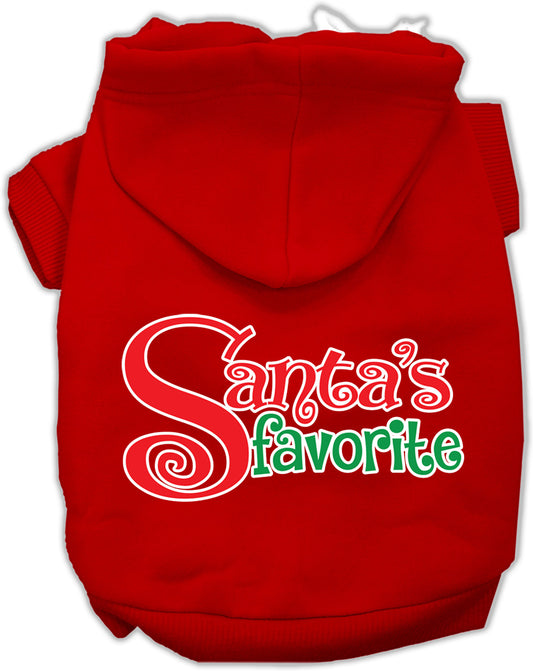 Santas Favorite Screen Print Pet Hoodie Red Xs