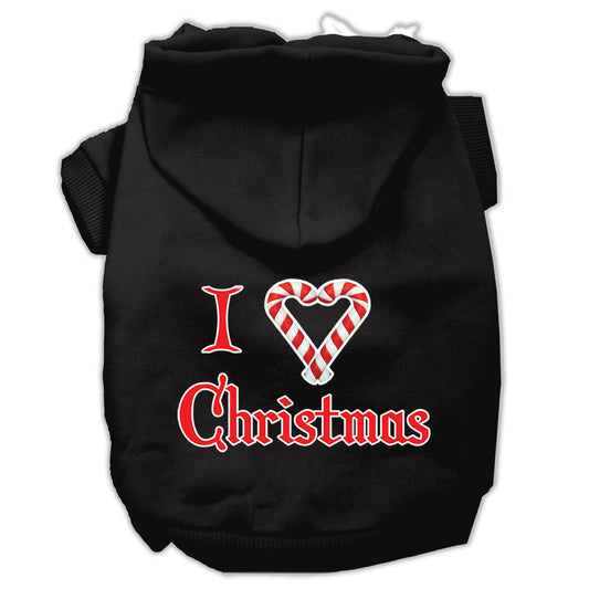 I Heart Christmas Screen Print Pet Hoodies Black Size Xl