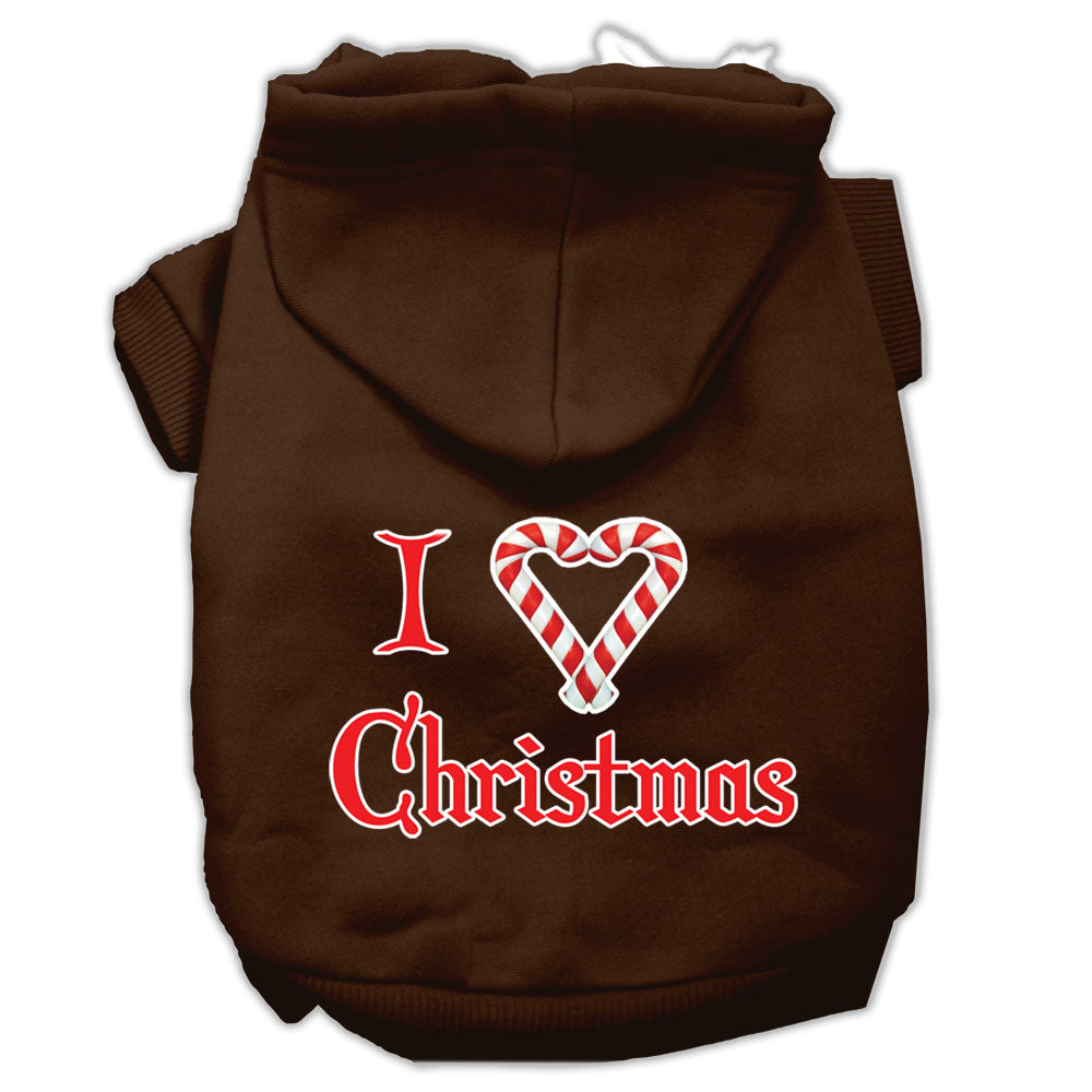 I Heart Christmas Screen Print Pet Hoodies Brown Size Xl