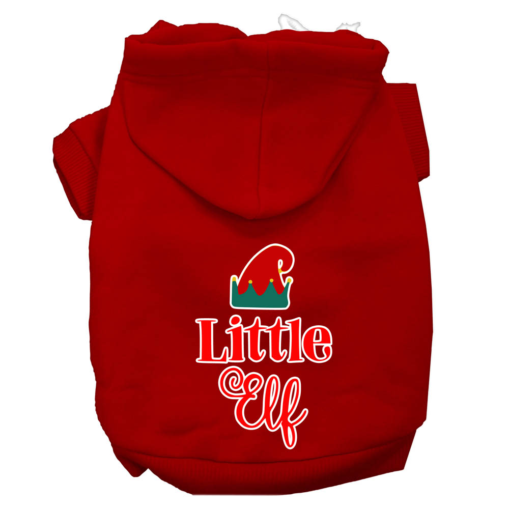 Little Elf Screen Print Dog Hoodie Red S