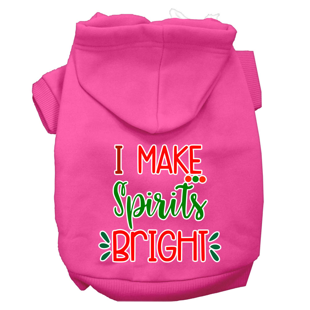 I Make Spirits Bright Screen Print Dog Hoodie Bright Pink S