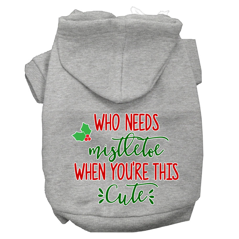 Who Needs Mistletoe Screen Print Dog Hoodie Grey M