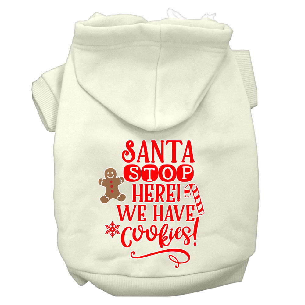 Santa, We Have Cookies Screen Print Dog Hoodie Cream S