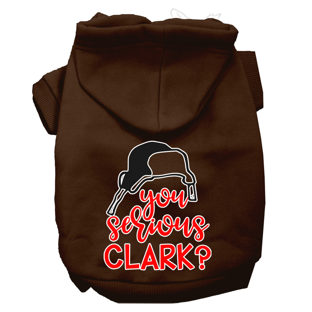 You Serious Clark? Screen Print Dog Hoodie Brown M