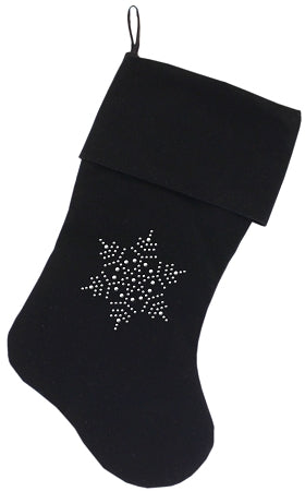 Snowflake Rhinestone 18 Inch Velvet Christmas Stocking Black