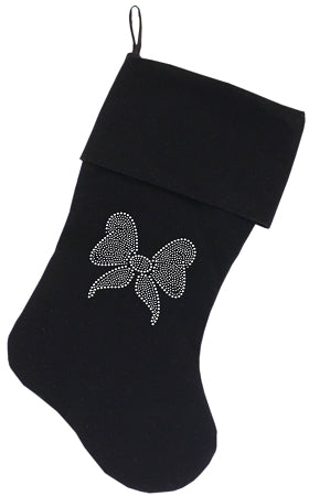 Clear Bow Rhinestone 18 Inch Velvet Christmas Stocking Black