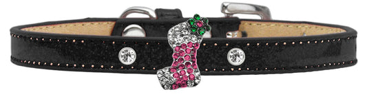 Holiday Charm Dog Collar Black Ice Cream Size 12 Pink Stocking