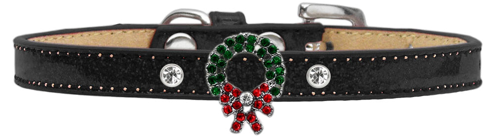 Holiday Charm Dog Collar Black Ice Cream Size 10 Wreath