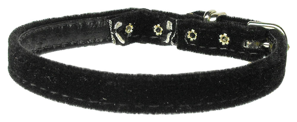 Velvet 3-8" Plain Cat Collar W- Band Black 12