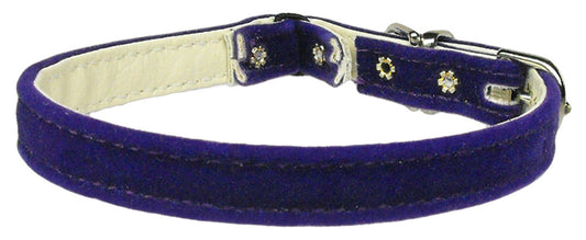 Velvet 3-8" Plain Cat Collar W- Band Purple 12