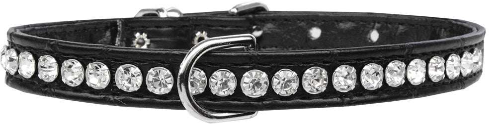 Beverly Style Rhinestone Designer Croc Dog Collar Black Size 10