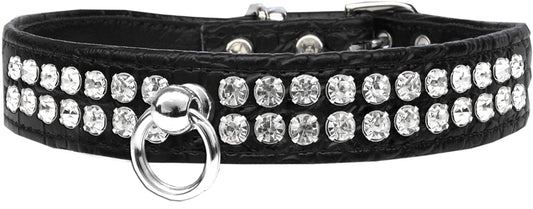 Style #72 Rhinestone Designer Croc Dog Collar Black Size 18