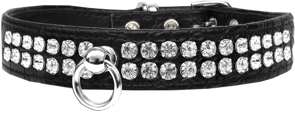 Style #72 Rhinestone Designer Croc Dog Collar Black Size 20