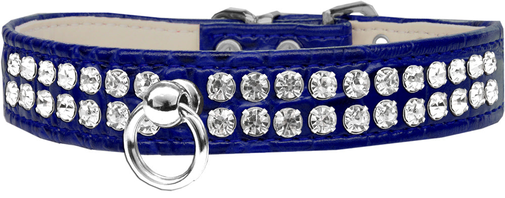 Style #72 Rhinestone Designer Croc Dog Collar Blue Size 14