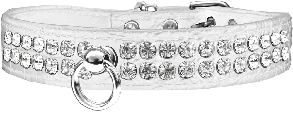 Style #72 Rhinestone Designer Croc Dog Collar White Size 10