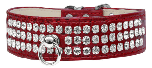 Style #73 Rhinestone Designer Croc Dog Collar Red Size 10