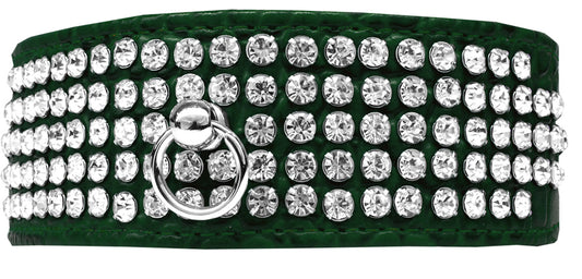 Mirage 5 Row Rhinestone Designer Croc Dog Collar Emerald Green Size 18