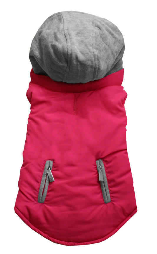 Plain Reversible Pet Coat Bright Pink Size Large